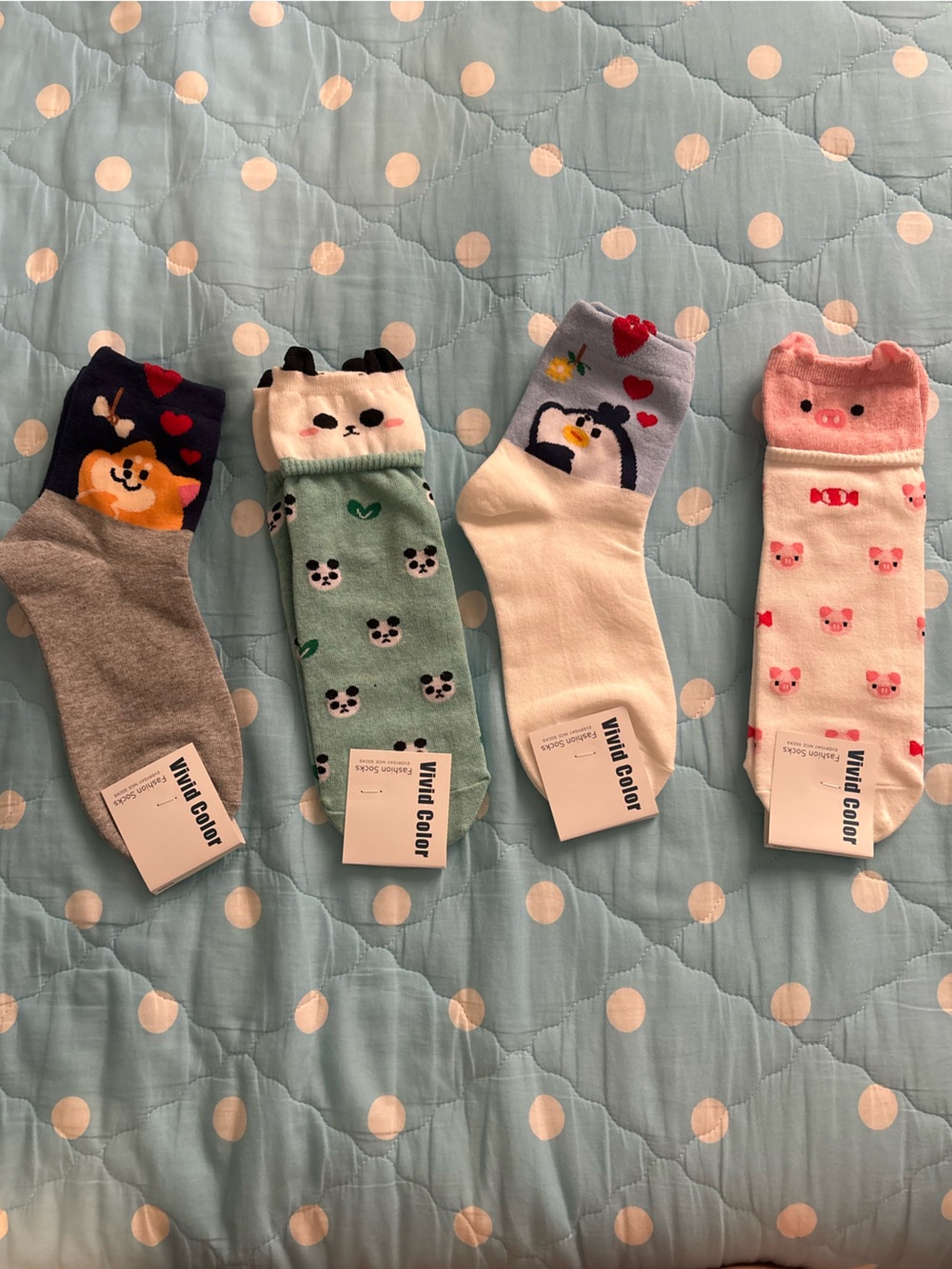 Brand new VIVID COLOR Animal Socks - Assorted Pastel Colors